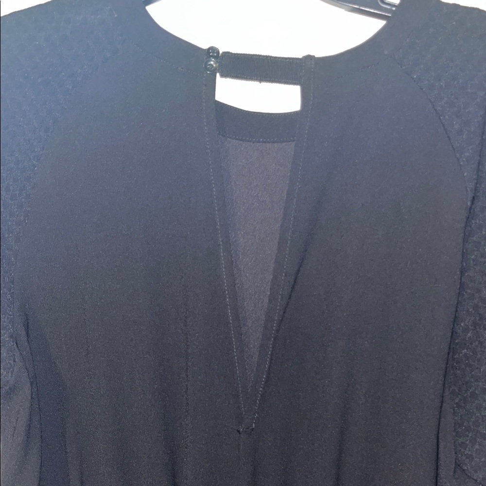 Anthropologie Black Textured Short Sleeve Dress - Picture 7 of 9